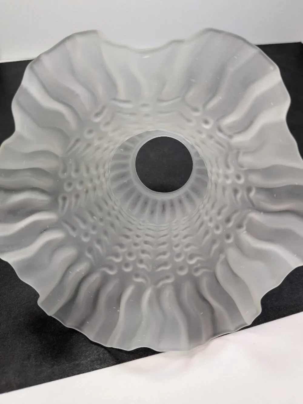 Frosted Glass Beaded Hobnail Tulip Light Shade Replacement Ruffled Edge